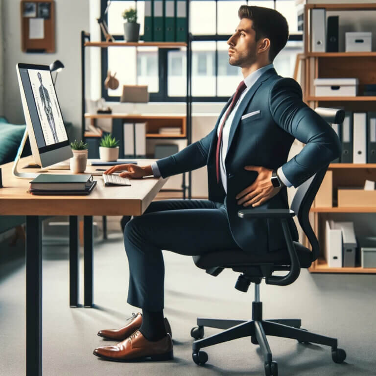 man at work sitting all day at his desk